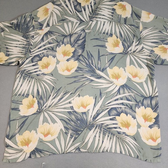 Workers for Freedom Men's Shirt 2XL Blue 100% Silk Shirt Floral Hawaiian - Picture 14 of 15